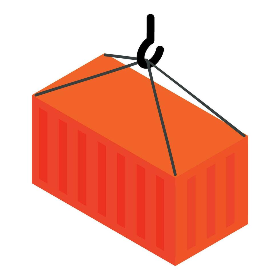 Cargo container icon isometric vector. Red closed metal shipping container icon vector