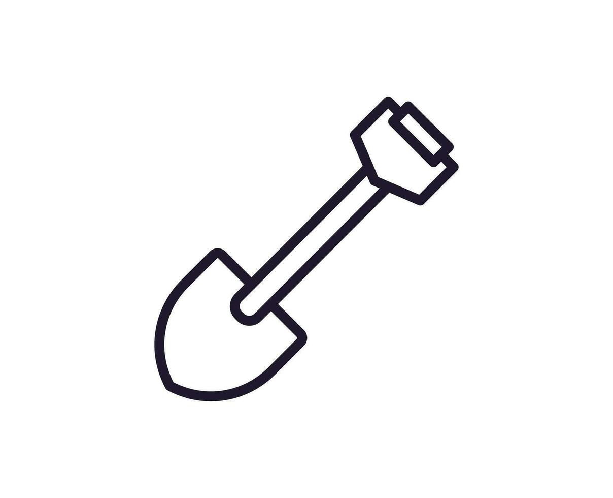 Shovel concept. Modern outline high quality illustration for banners, flyers and web sites. Editable stroke in trendy flat style. Line icon of shovel vector