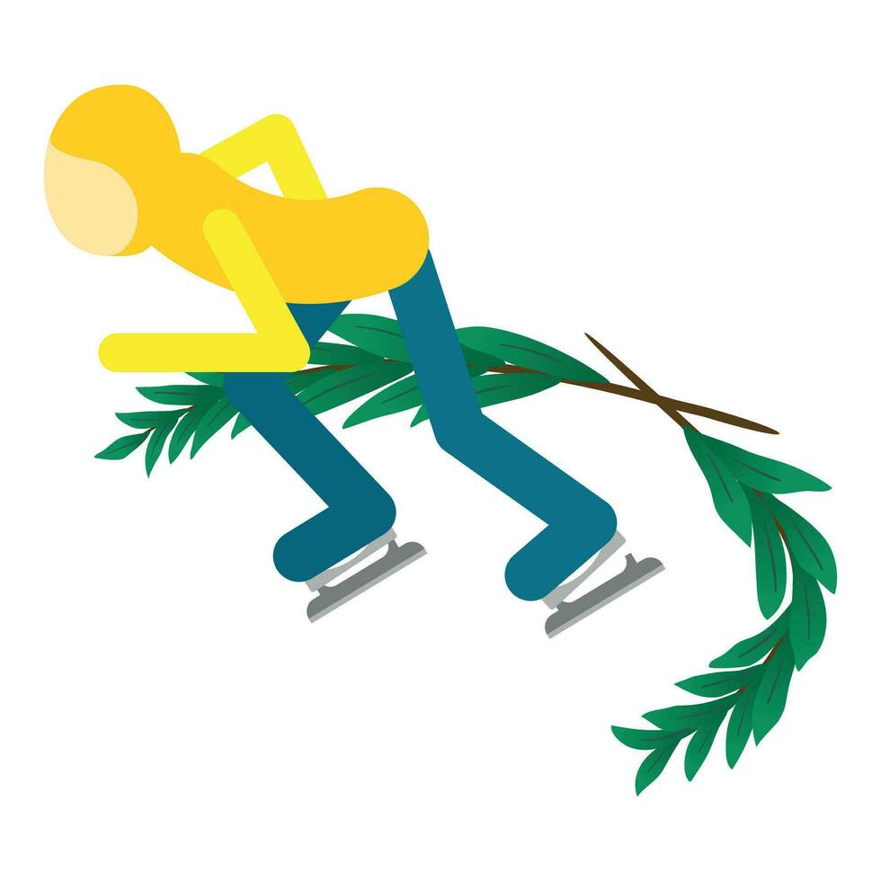 Skating icon isometric vector. Speed skating athlete during winter competition vector