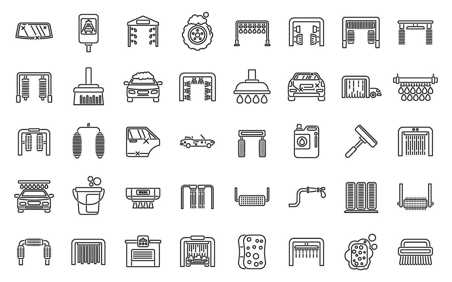 Automated car wash icons set outline vector. Auto vehicle vector