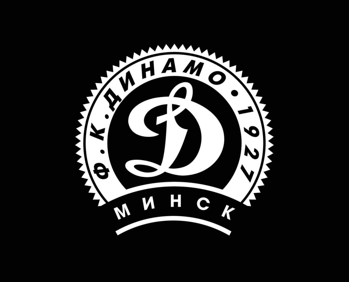 fk dinamo minsk club símbolo logo blanco bielorrusia liga fútbol americano resumen diseño vector ilustración con negro antecedentes