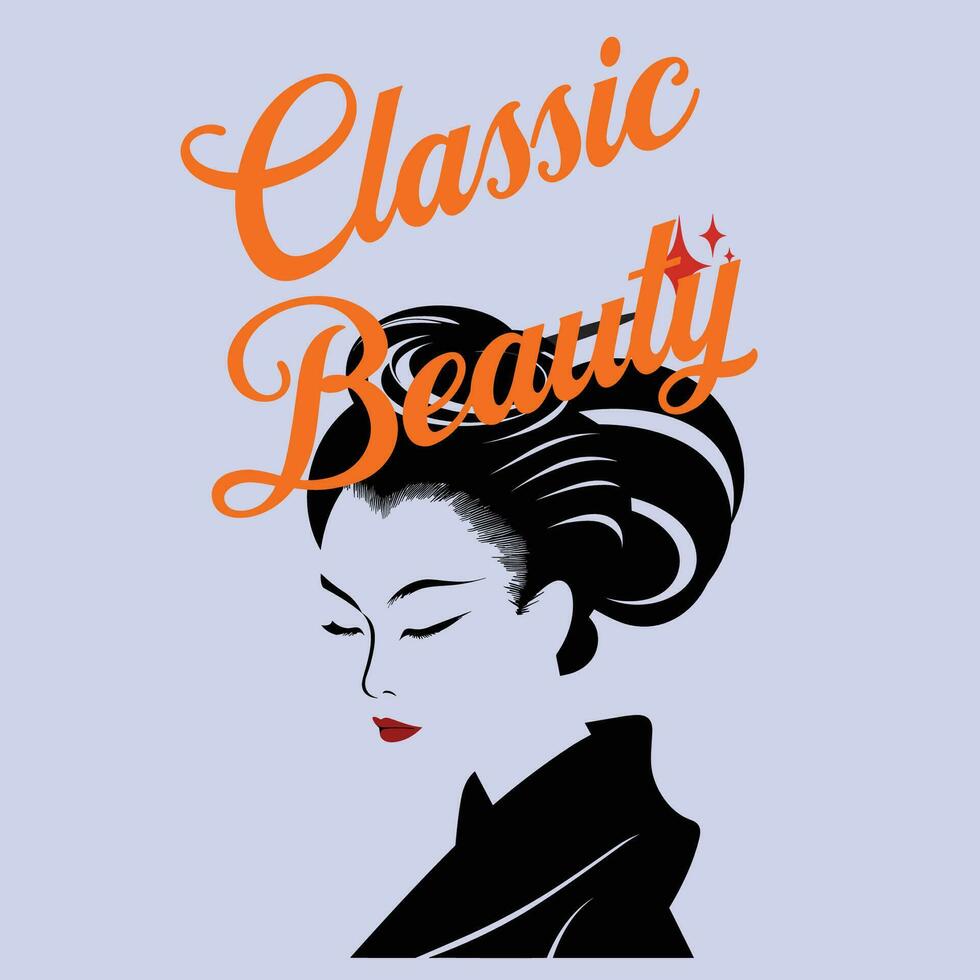 tradicional elegancia, un retrato de clásico japonés belleza vector