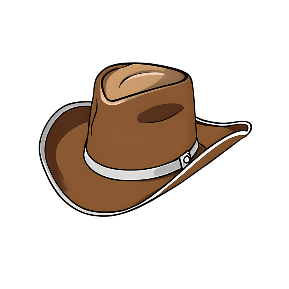 cowboy hatt hand dragen tecknad serie stil illustration ai genererad png