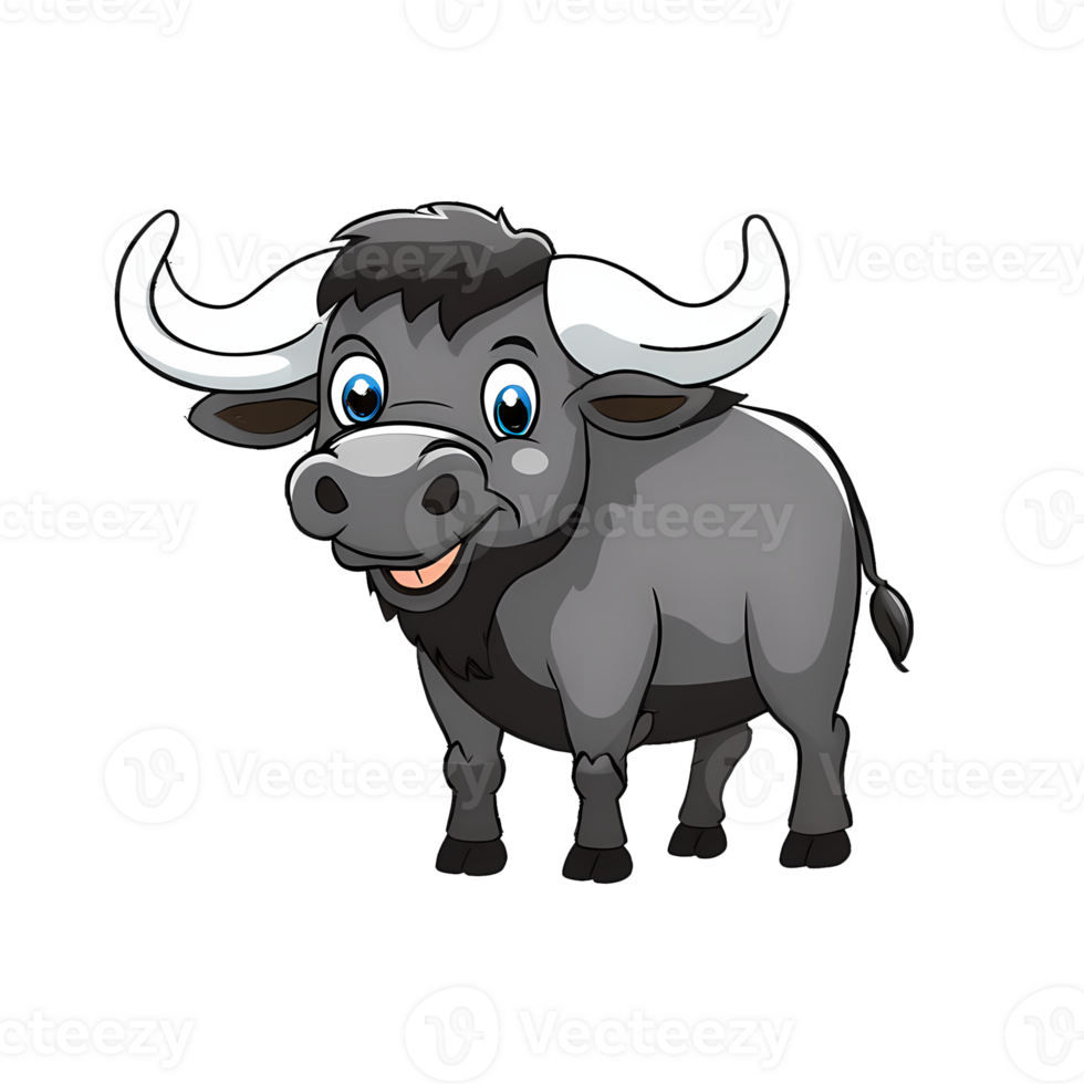 Buffalo Hand Drawn Cartoon Style Illustration AI Generated png