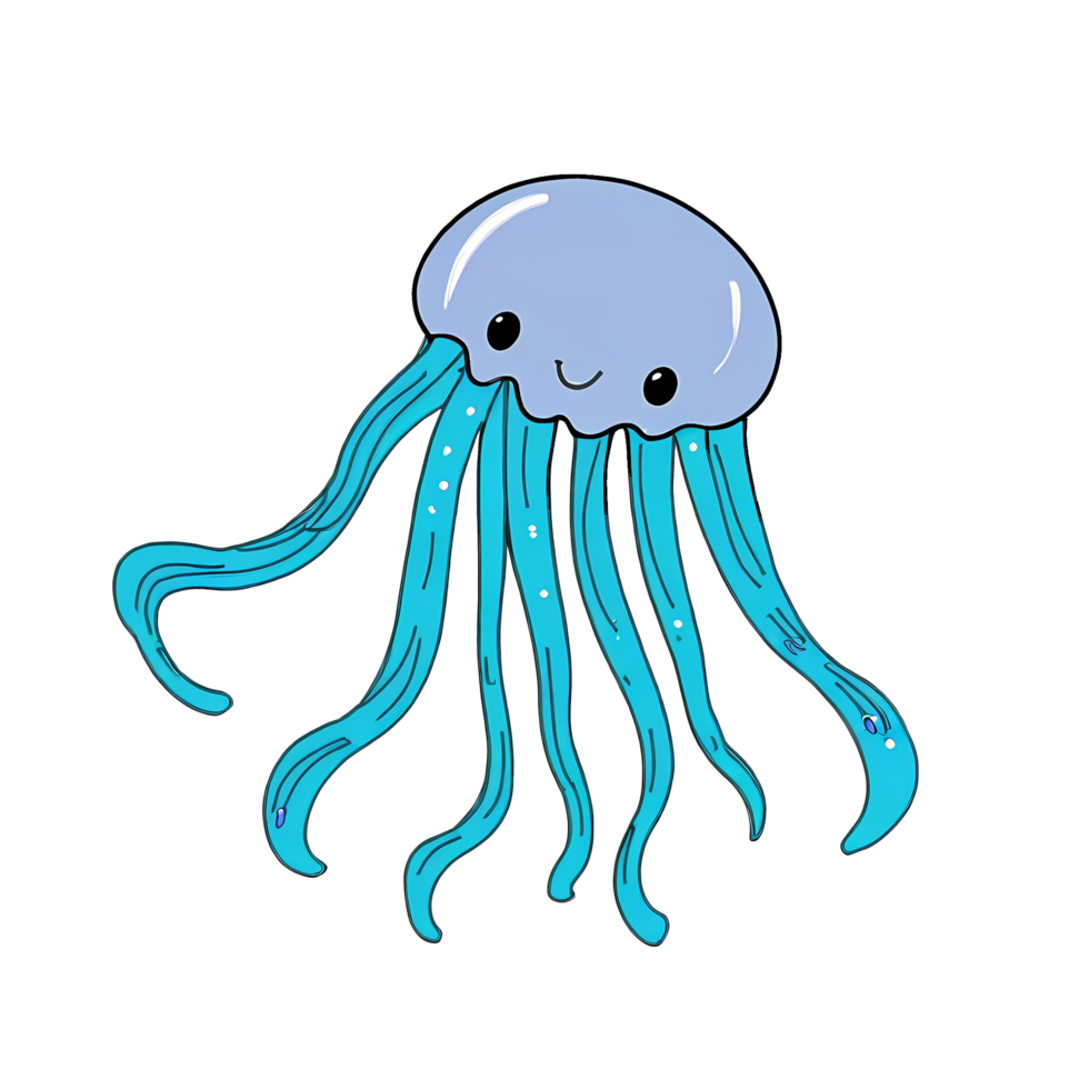 Jellyfish Hand Drawn Cartoon Style Illustration AI Generated png