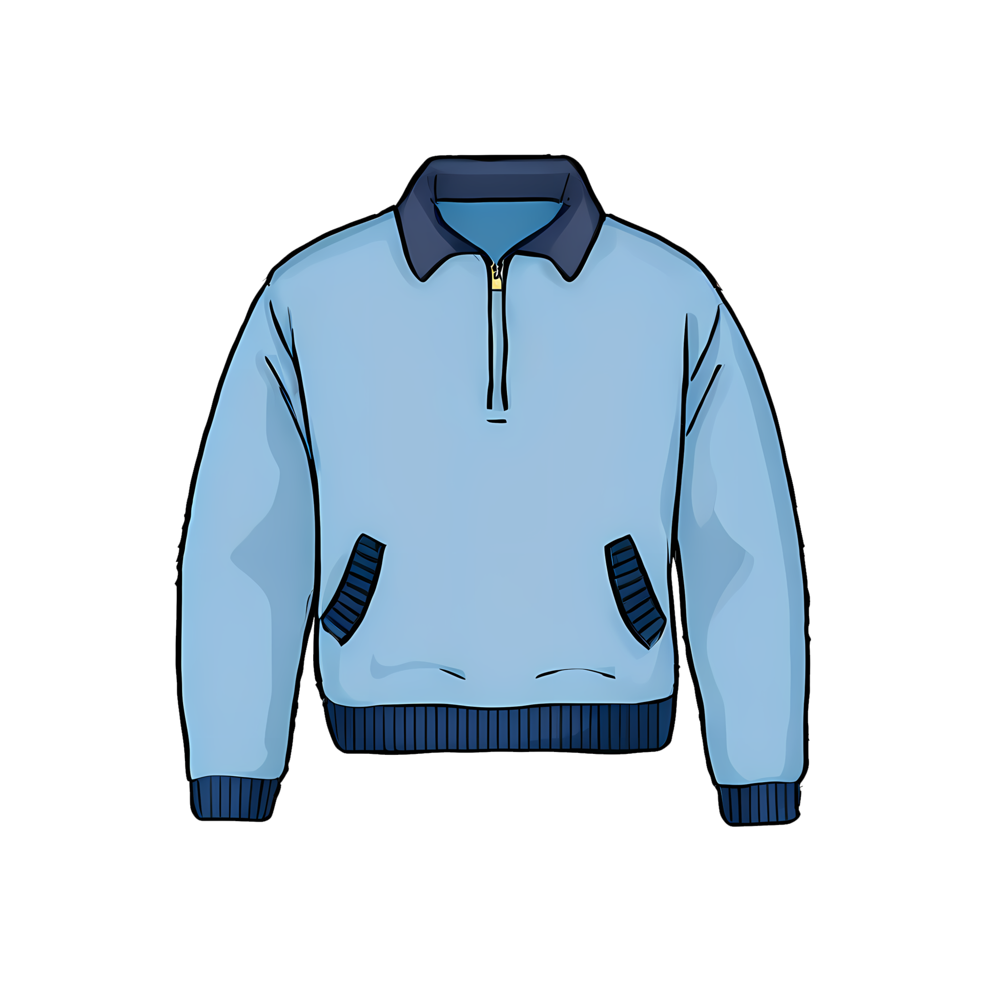 Blue Jacket with Pockets Hand Drawn Cartoon Style Illustration AI