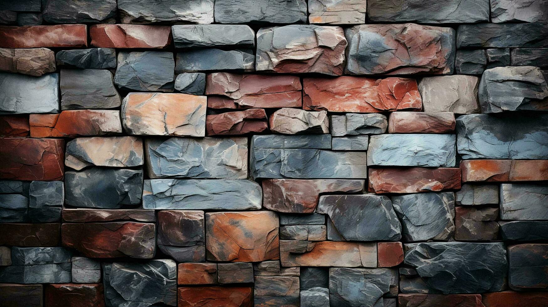 Wall texture of sharp stone bricks tiles background photo