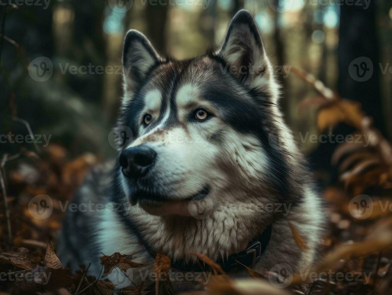 Alaskan Malamute dog created with Generative AI technology photo