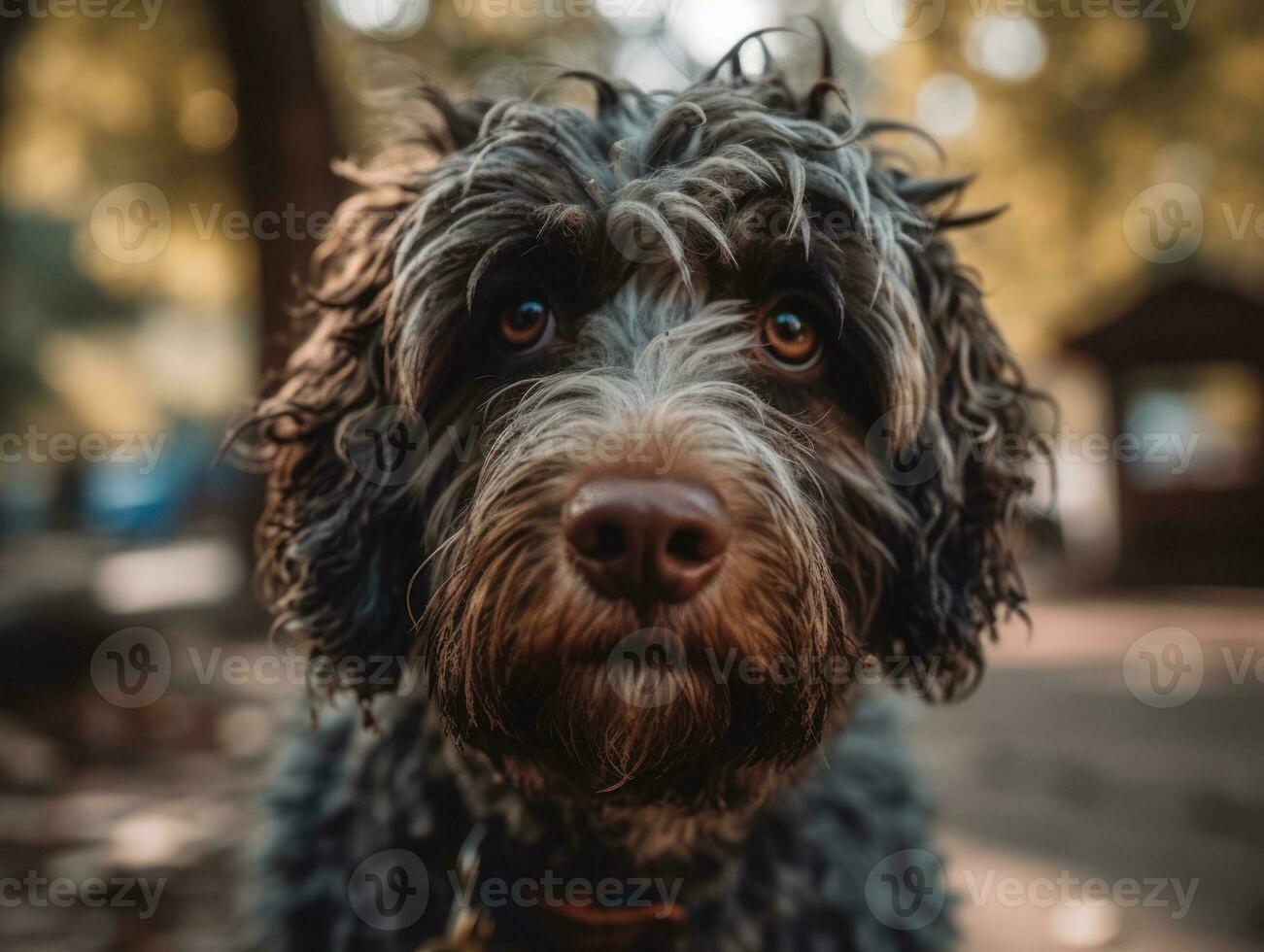 Barbet dog created with Generative AI technology photo