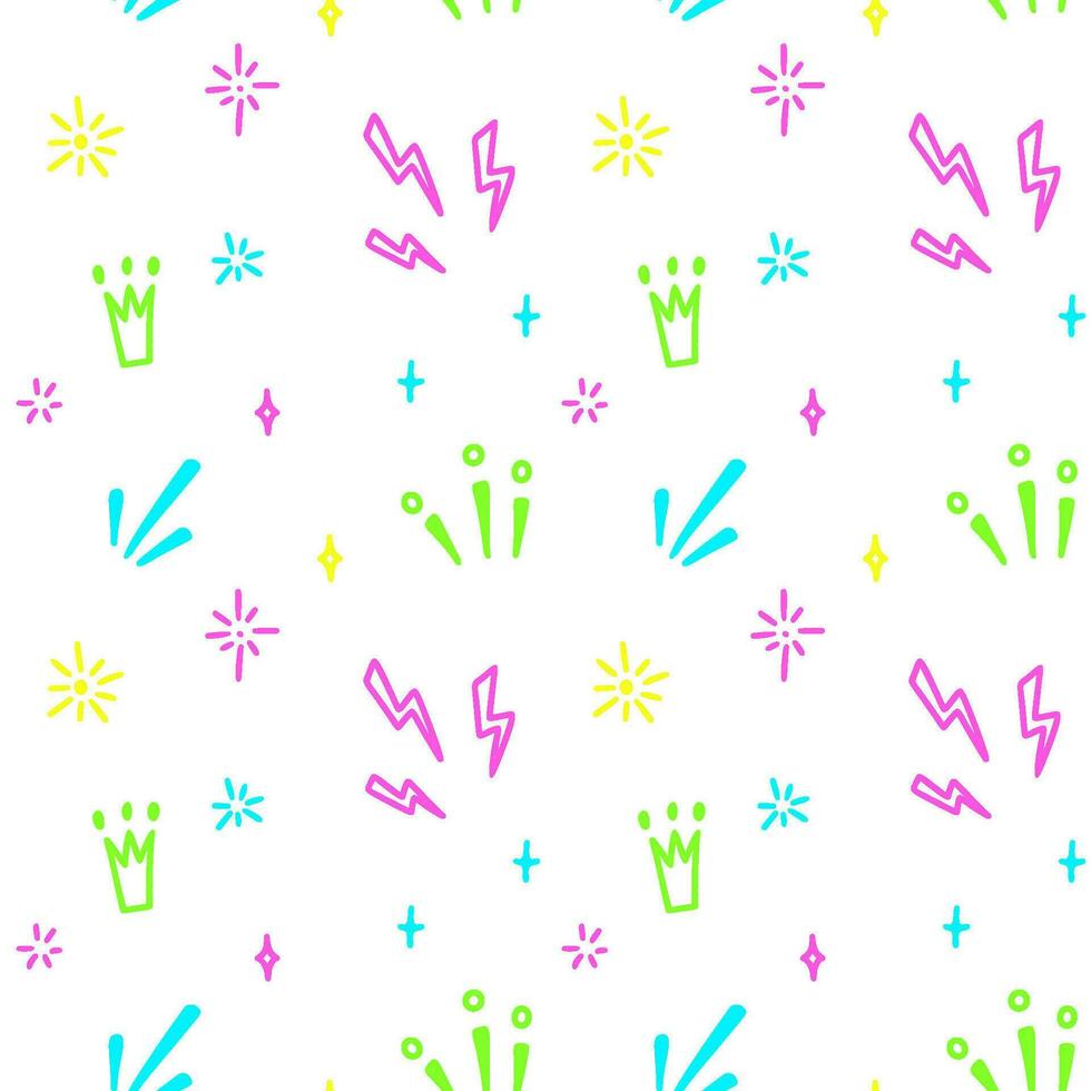 Cute line doodle seamless pattern. Childish squiggle drawing design. Baby party decoration vector