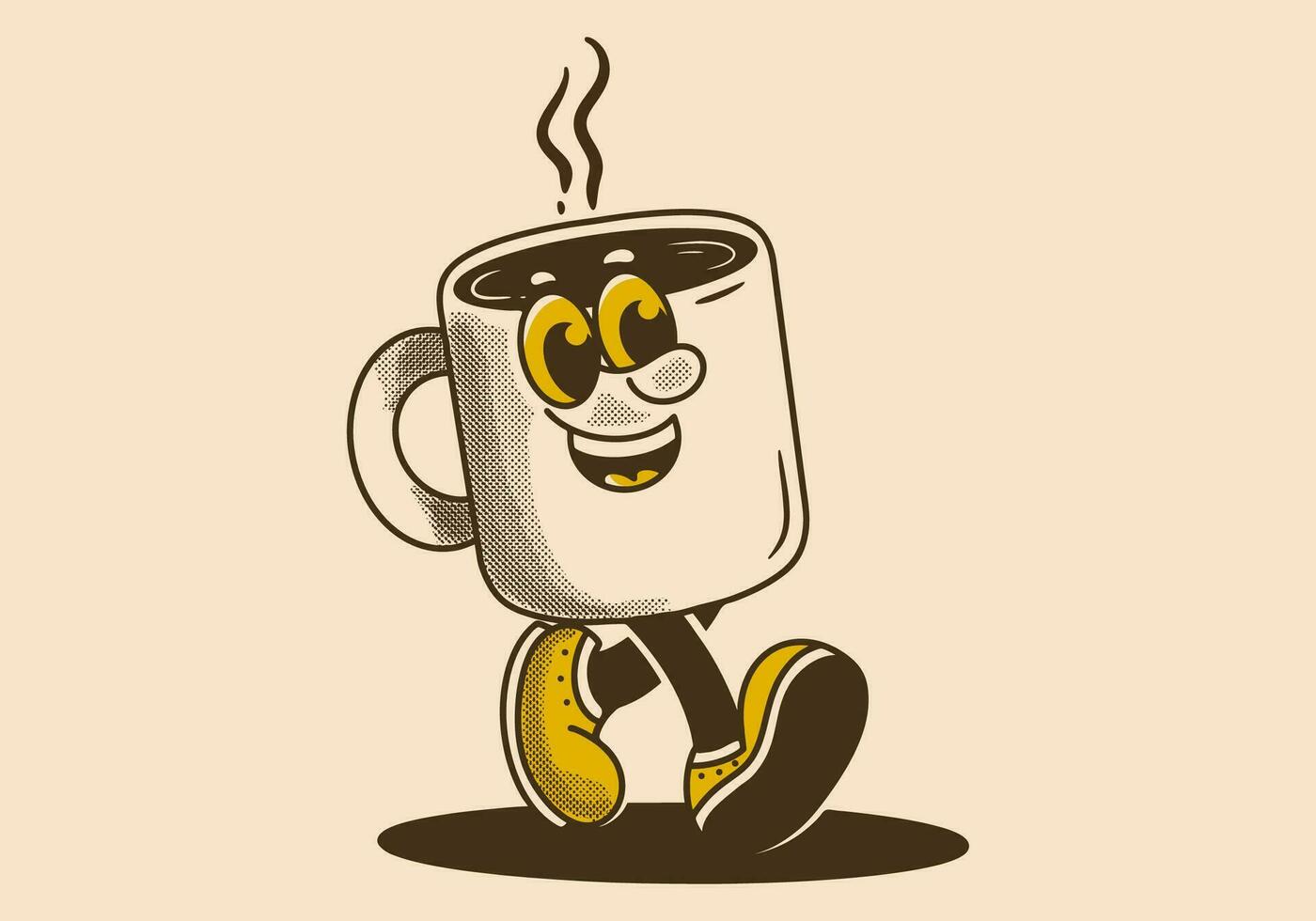 Mascot character illustration of walking coffee mug vector