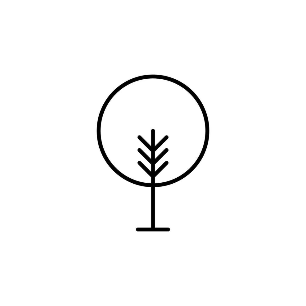 Round Tree Vector Line Icon for Adverts. Perfect for web sites, books, stores, shops. Editable stroke in minimalistic outline style