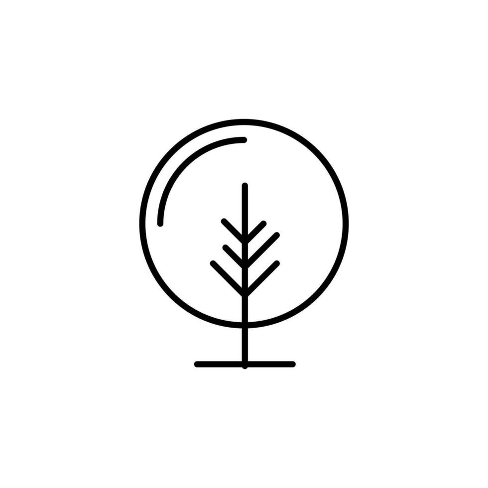 Round Big Deciduous Tree Minimalistic Editable Stroke. Vector Illustration for web sites, apps, design, banners and other purposes