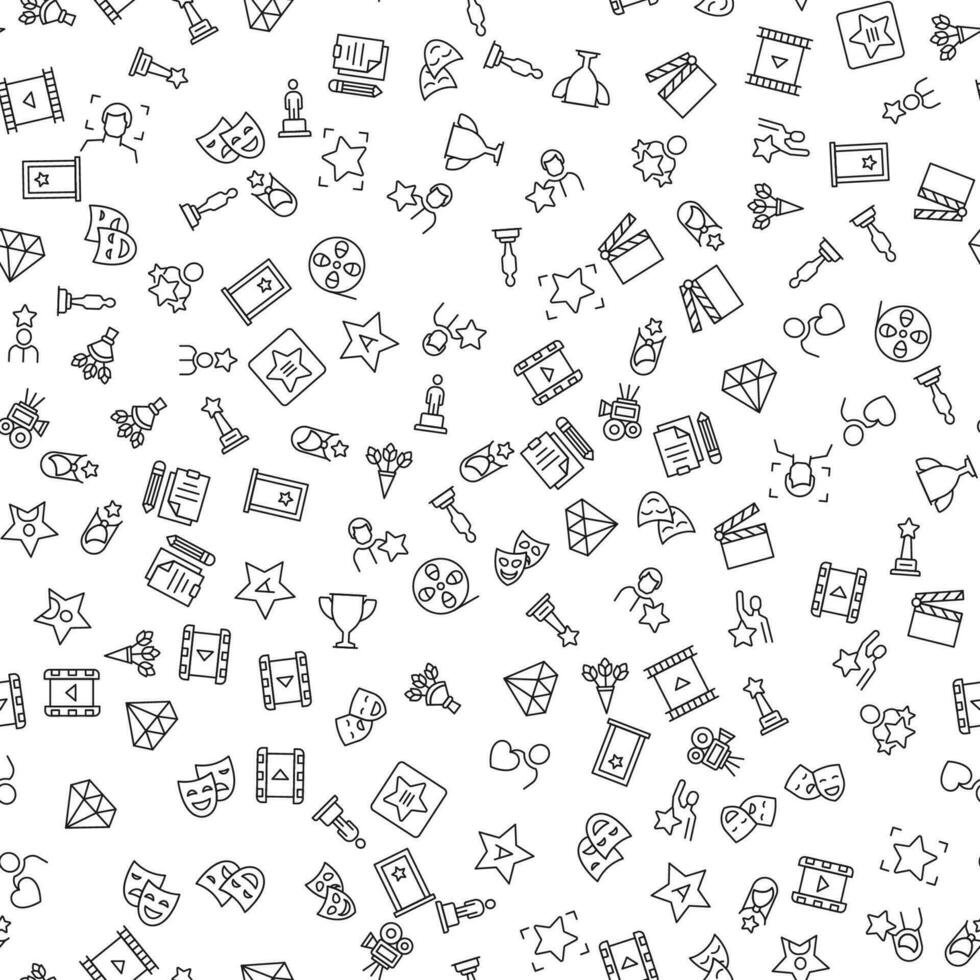 Occupation of Actor Seamless Vector Pattern made of line icons. Suitable for web wrapping, printing, web sites, apps