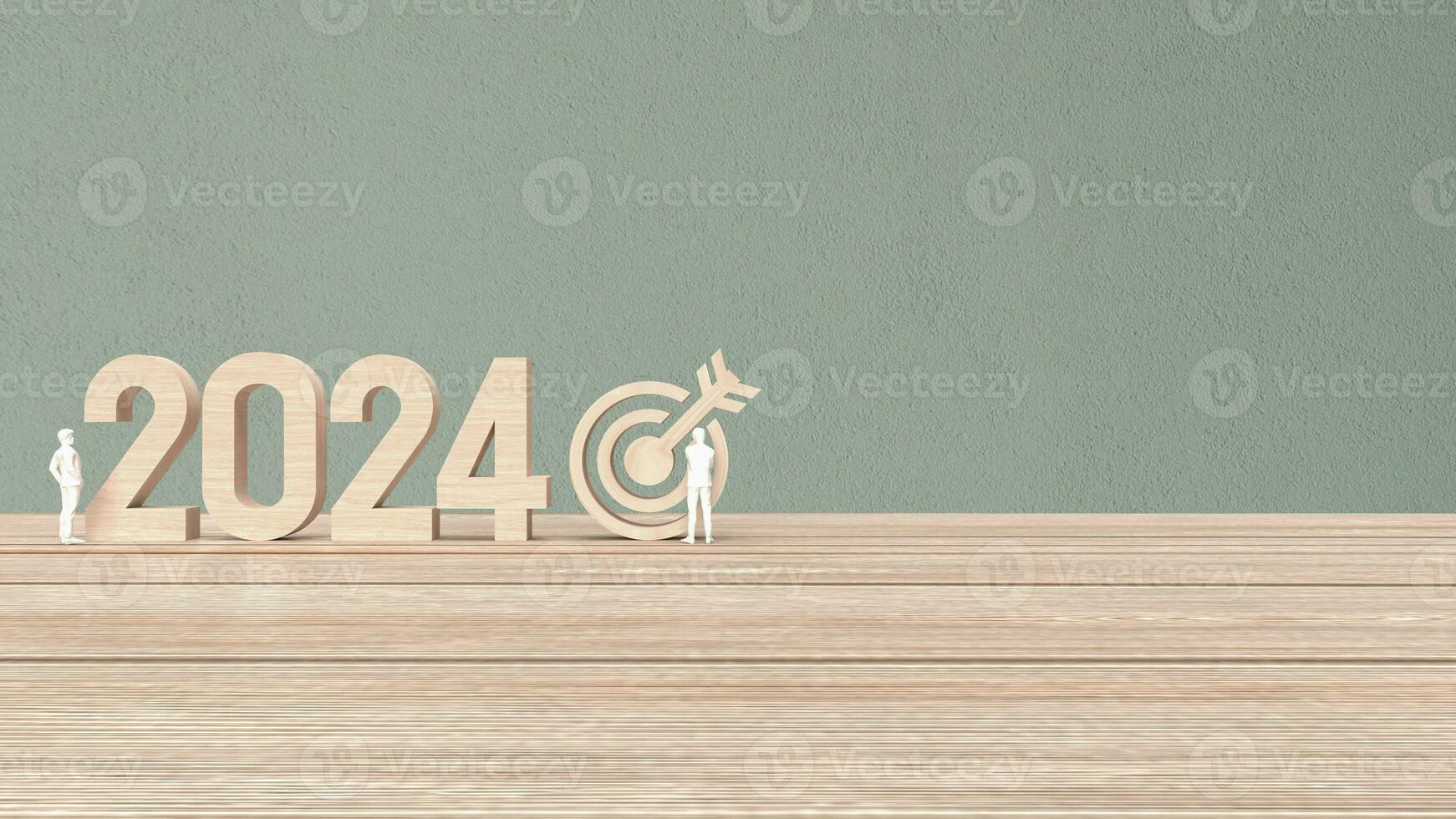 The man figure and 2024 Number for New year Business concept 3d rendering photo