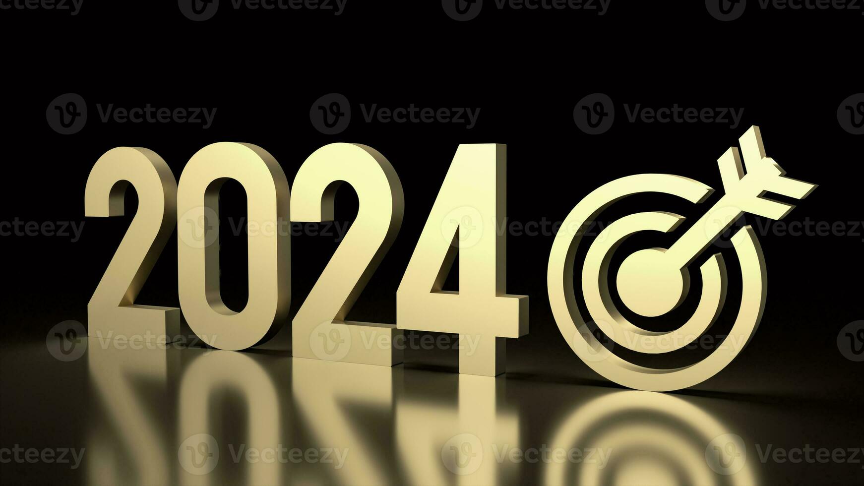 The Gold 2024 Number for New year Business concept 3d rendering photo