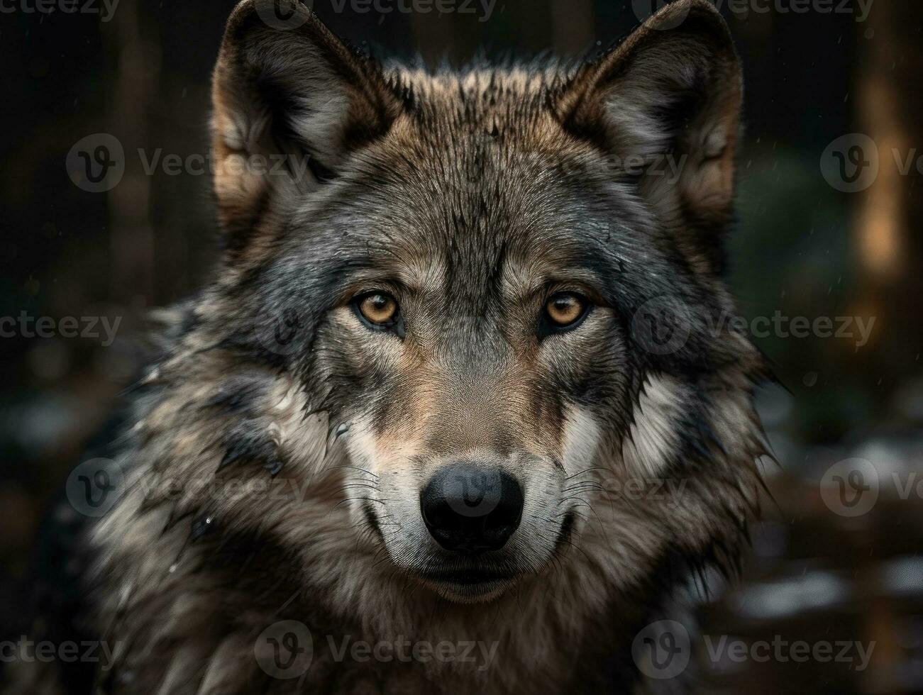 Wolf portrait created with Generative AI technology photo