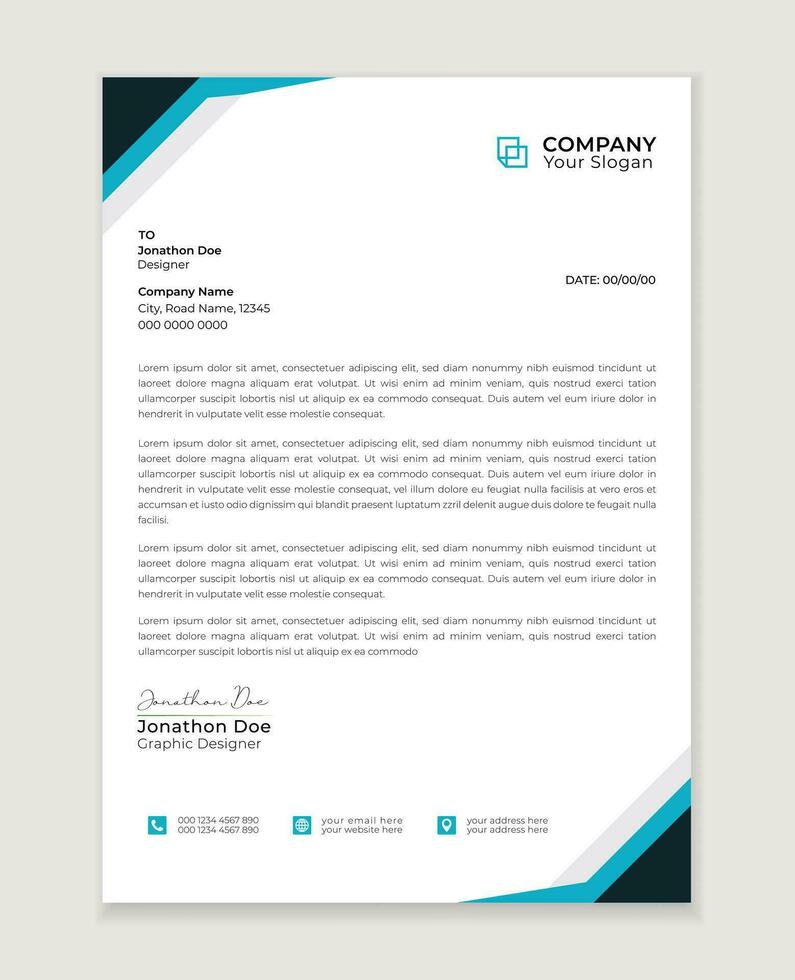 Modern corporate letterhead template design. Creative and Professional business letterhead design  template. Letterhead template in flat style vector