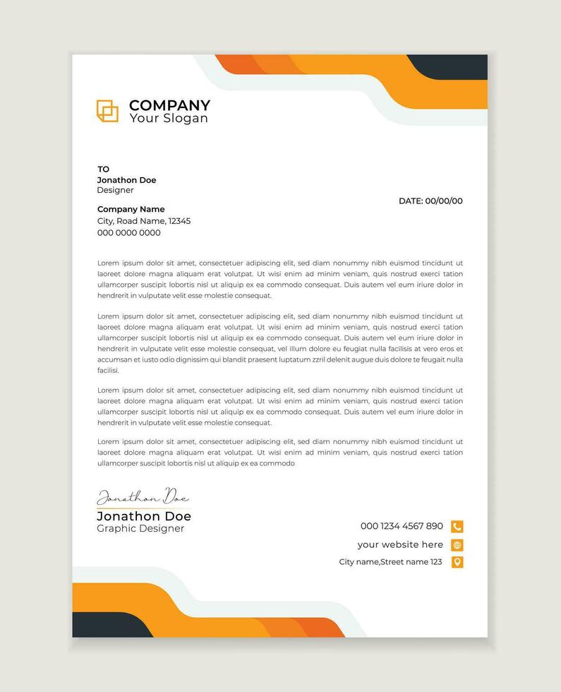 Modern corporate letterhead template design. Creative and Professional business letterhead design  template. Letterhead template in flat style vector