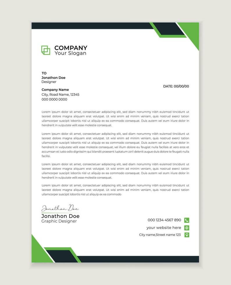 Modern corporate letterhead template design. Creative and Professional business letterhead design  template. Letterhead template in flat style vector