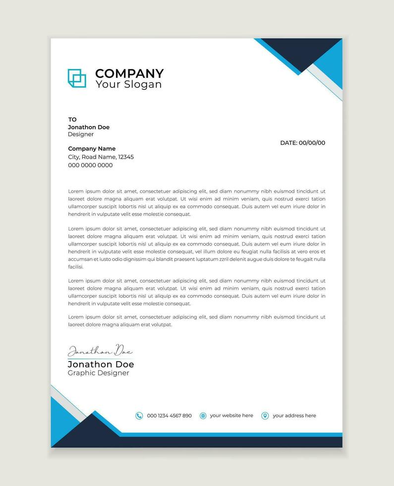 Modern corporate letterhead template design. Creative and Professional business letterhead design  template. Letterhead template in flat style vector