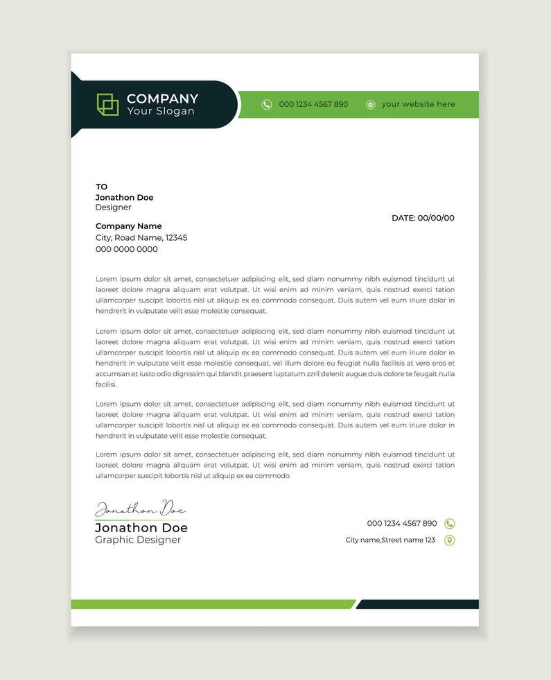 Modern corporate letterhead template design. Creative and Professional business letterhead design  template. Letterhead template in flat style vector