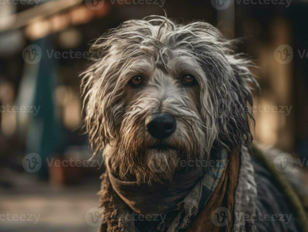 Bergamasco dog created with Generative AI technology photo