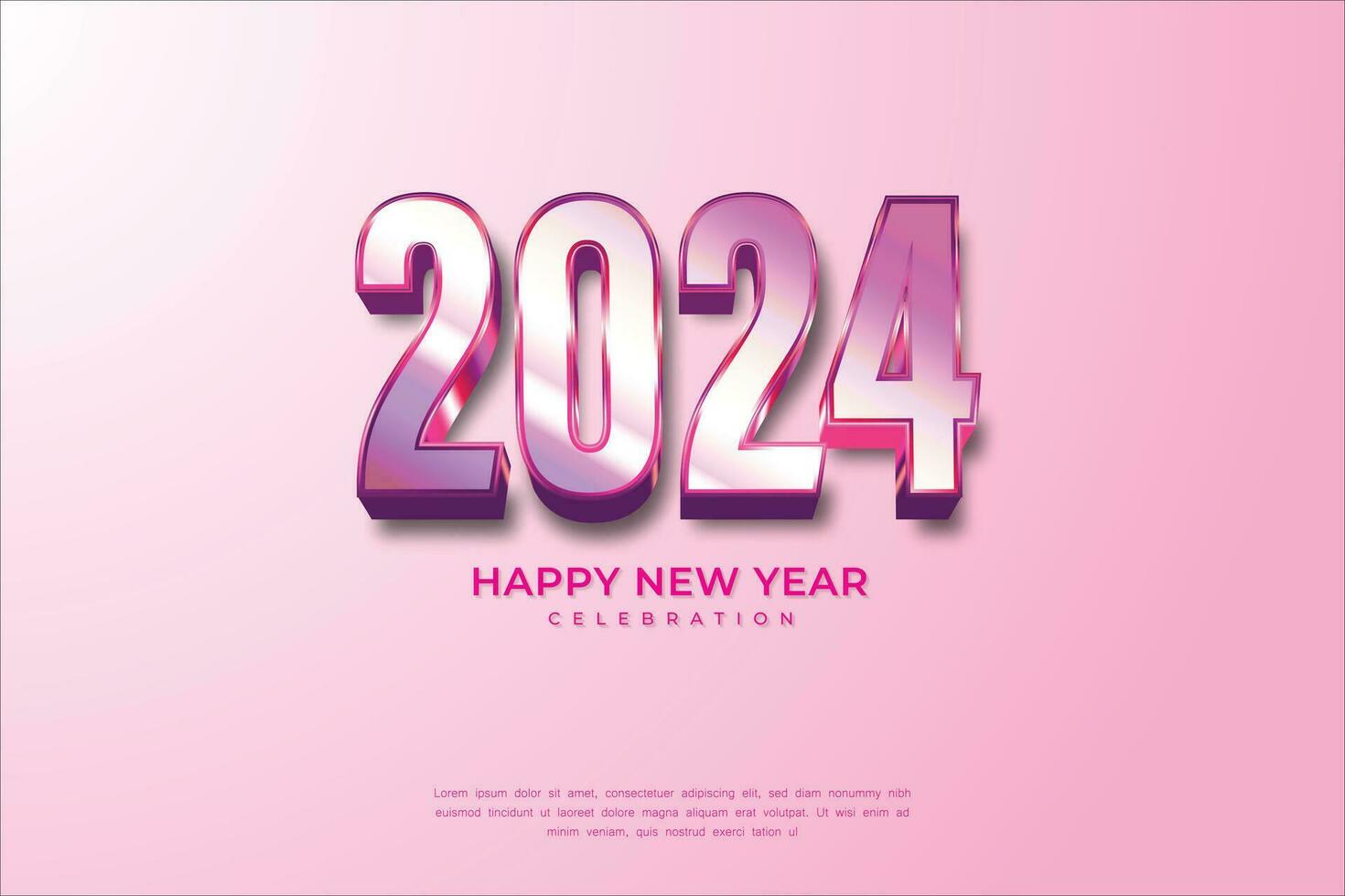 contento nuevo año 3d 2024. rosado estilo números en elegante rosado antecedentes vector