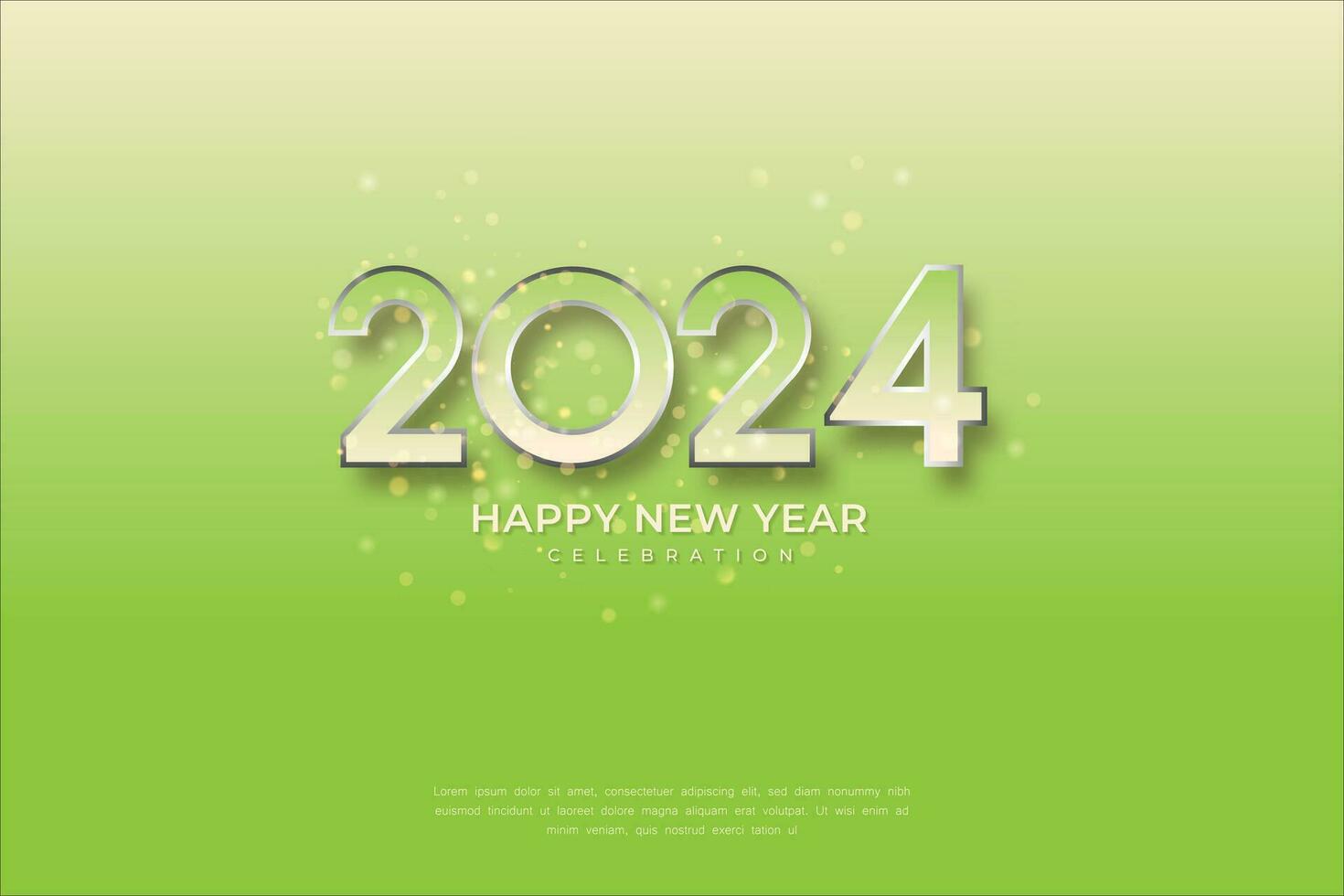 Happy New year 2024 celebration with green gradient number for poster and calender. vector