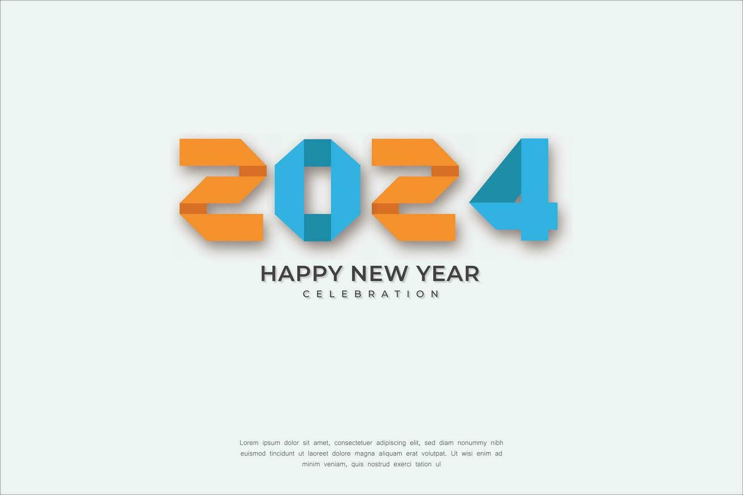 Origami Happy New Year 2024. festive realistic decoration. Celebrate 2024 party. vector