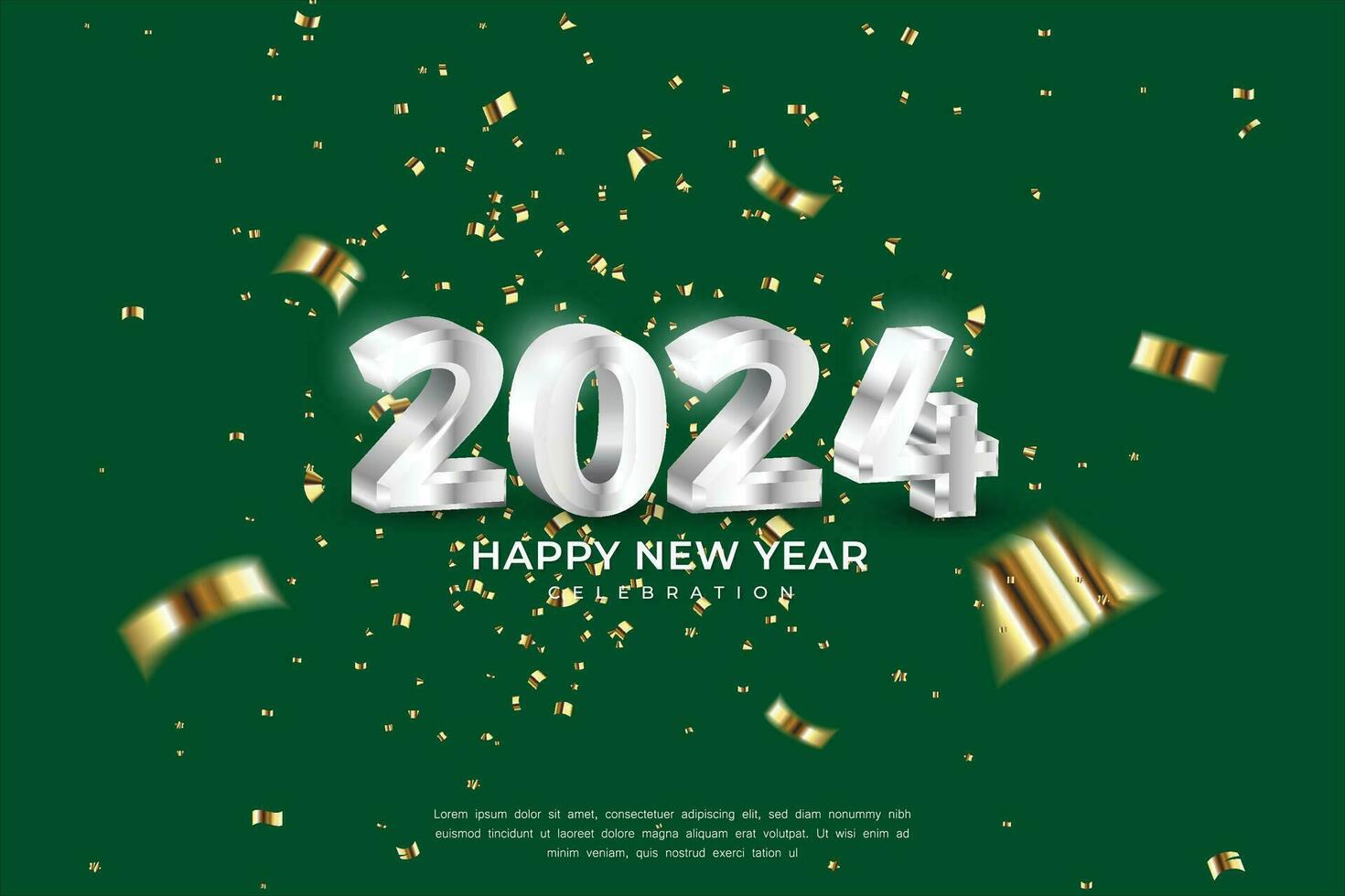 contento nuevo año 2024. blanco elegante números con oro papel picado en elegante antecedentes vector
