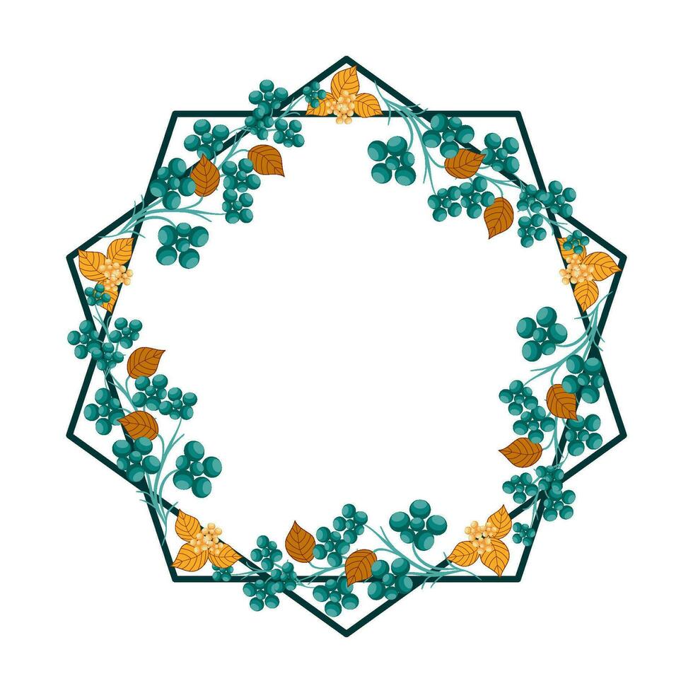 Autumn decorative frame with leaves and berries vector