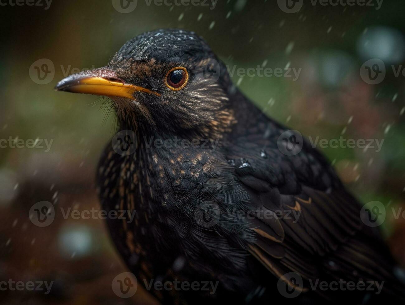 Blackbird bird portrait created with Generative AI technology photo