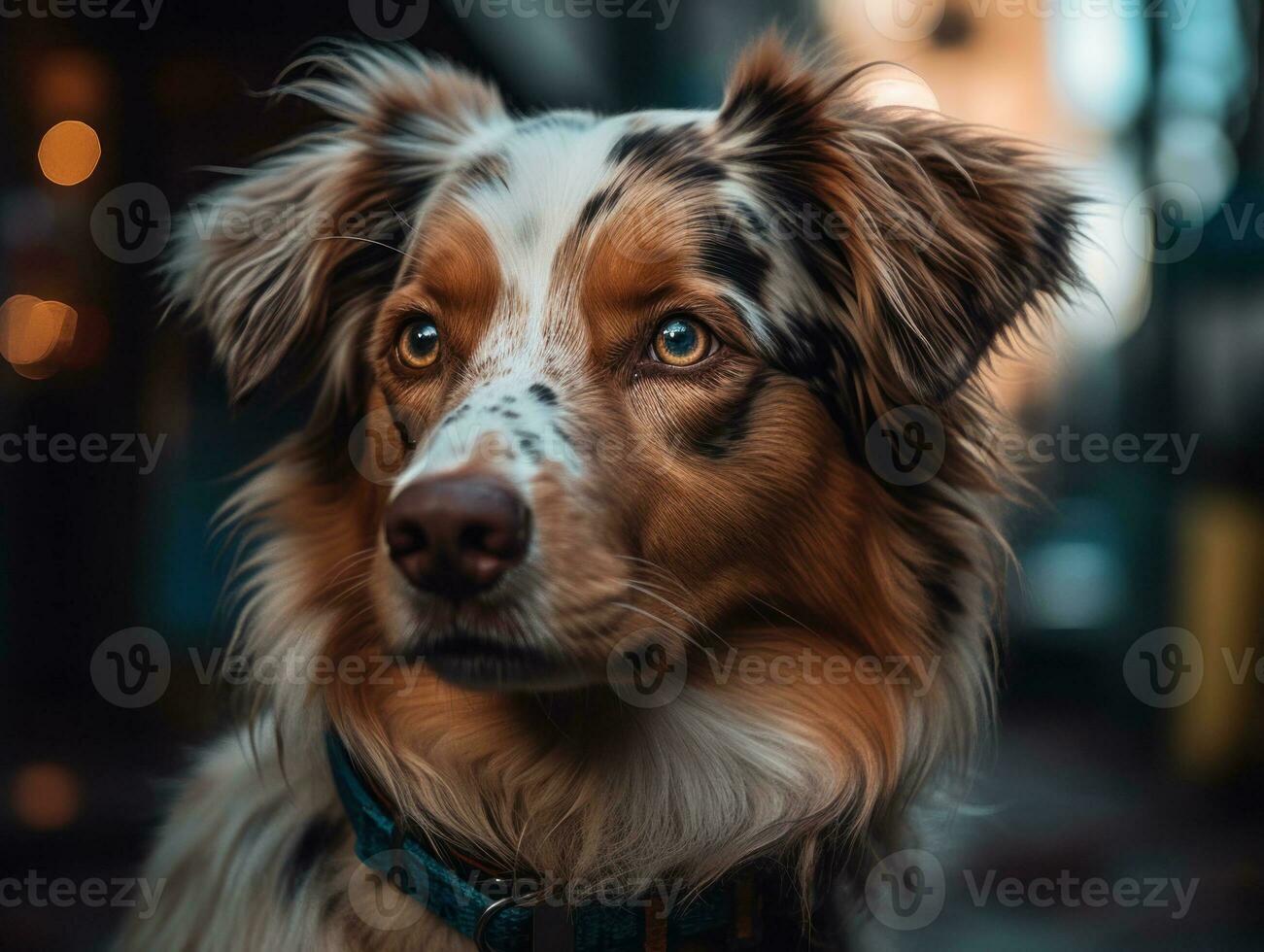 Australian Shepherd dog created with Generative AI technology photo