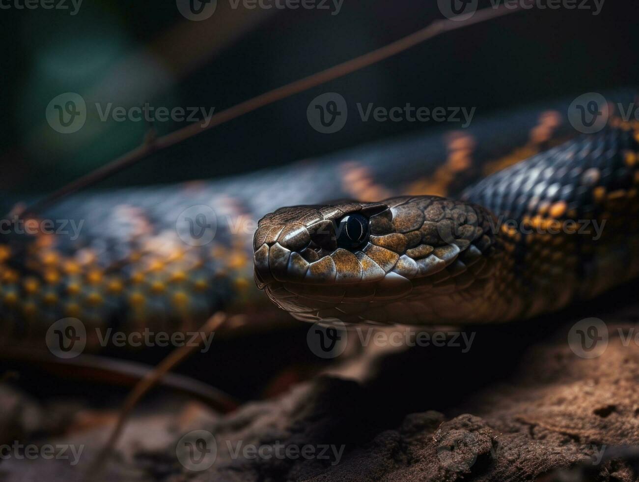 Cobra portrait created with Generative AI technology photo