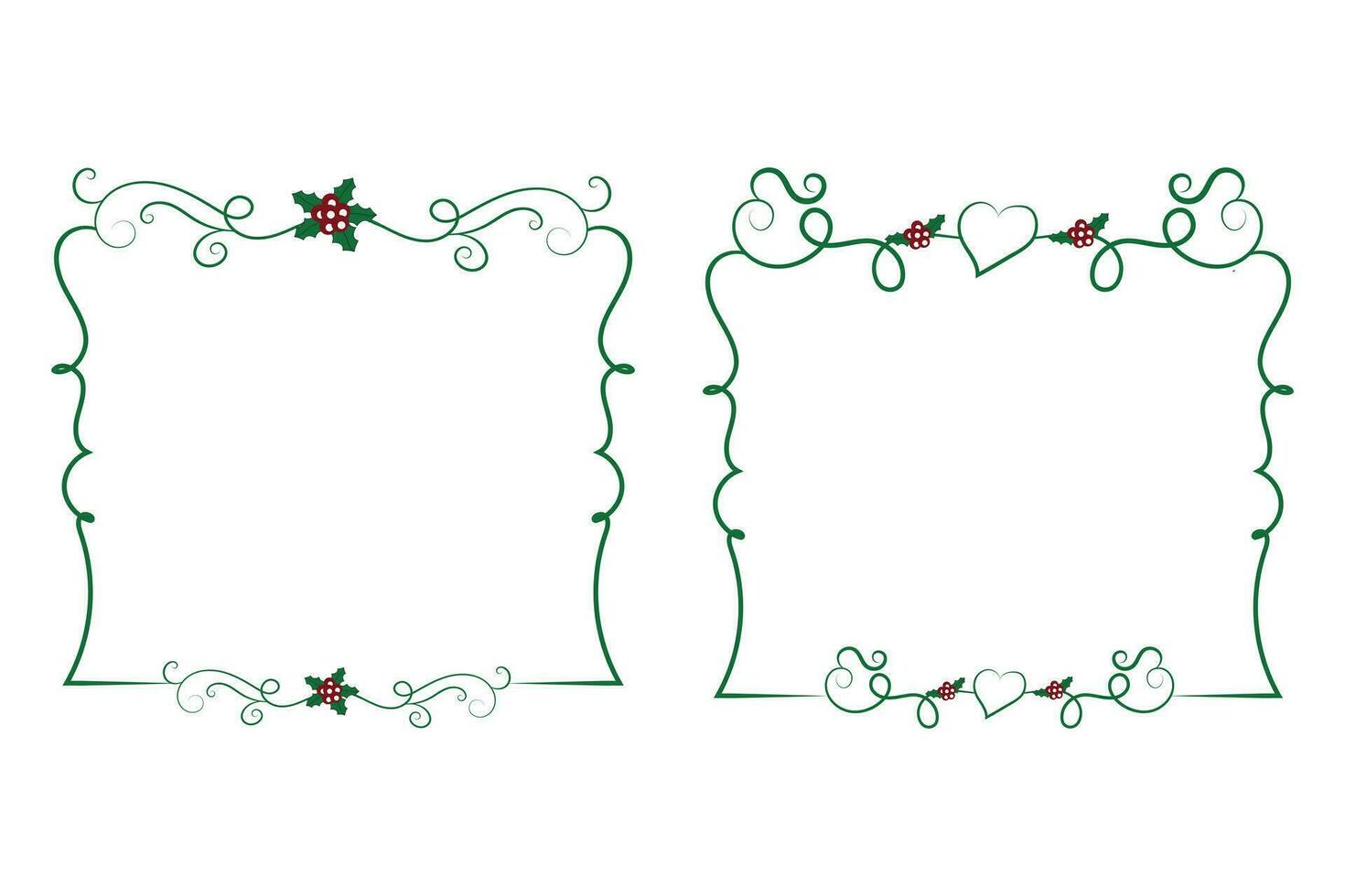 decorativo ornamental Navidad frontera marco, alegre Navidad acebo hojas cuadrado marcos, ornamento marco frontera esquina decoración, Boda saludo tarjetas invitación tarjeta fiesta página fronteras vector