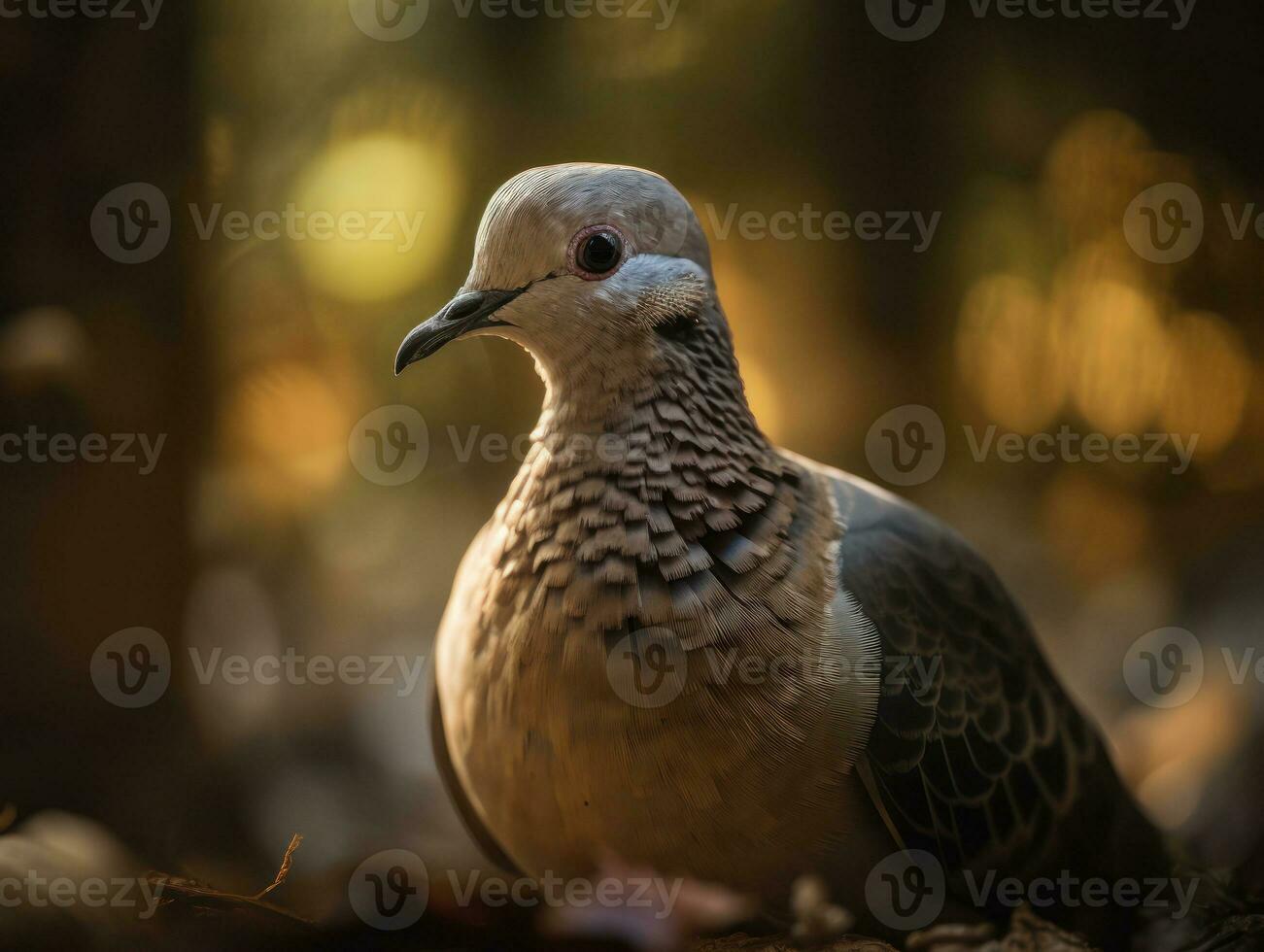 Dove bird portrait created with Generative AI technology photo