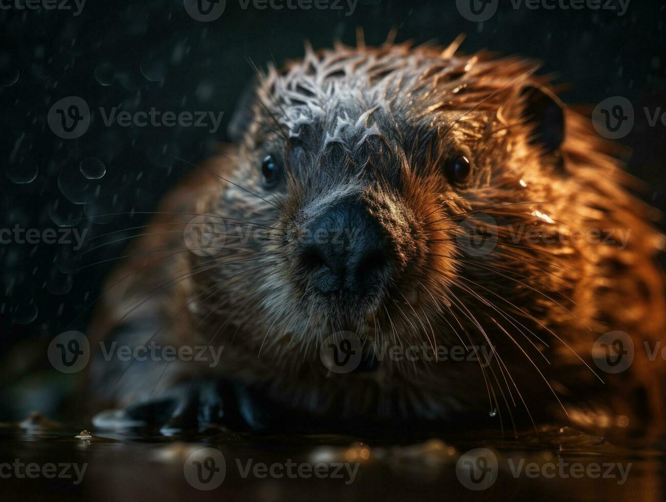 Beaver portrait created with Generative AI technology photo