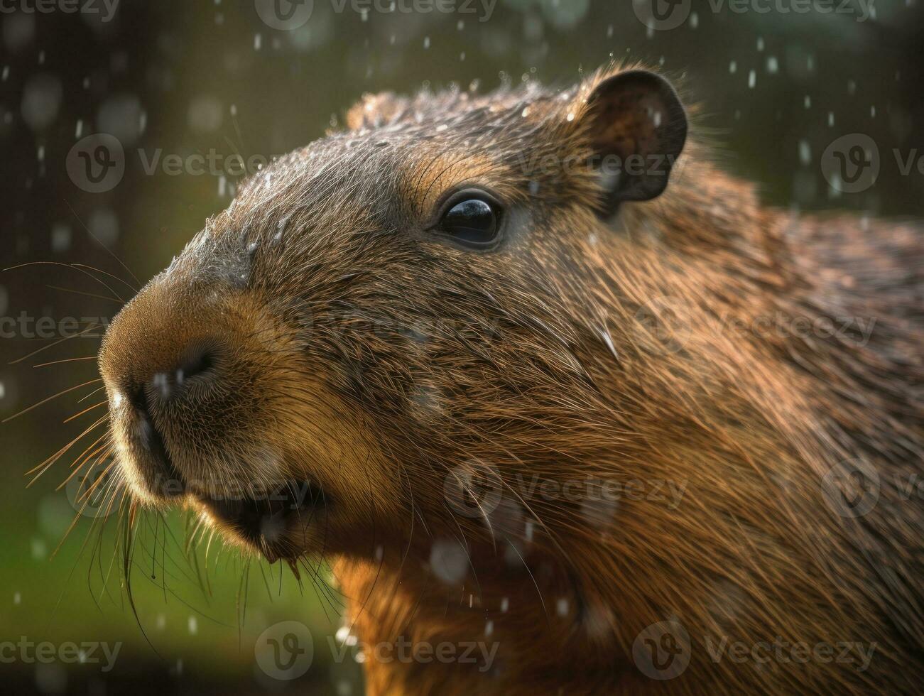 Capybara portrait created with Generative AI technology photo