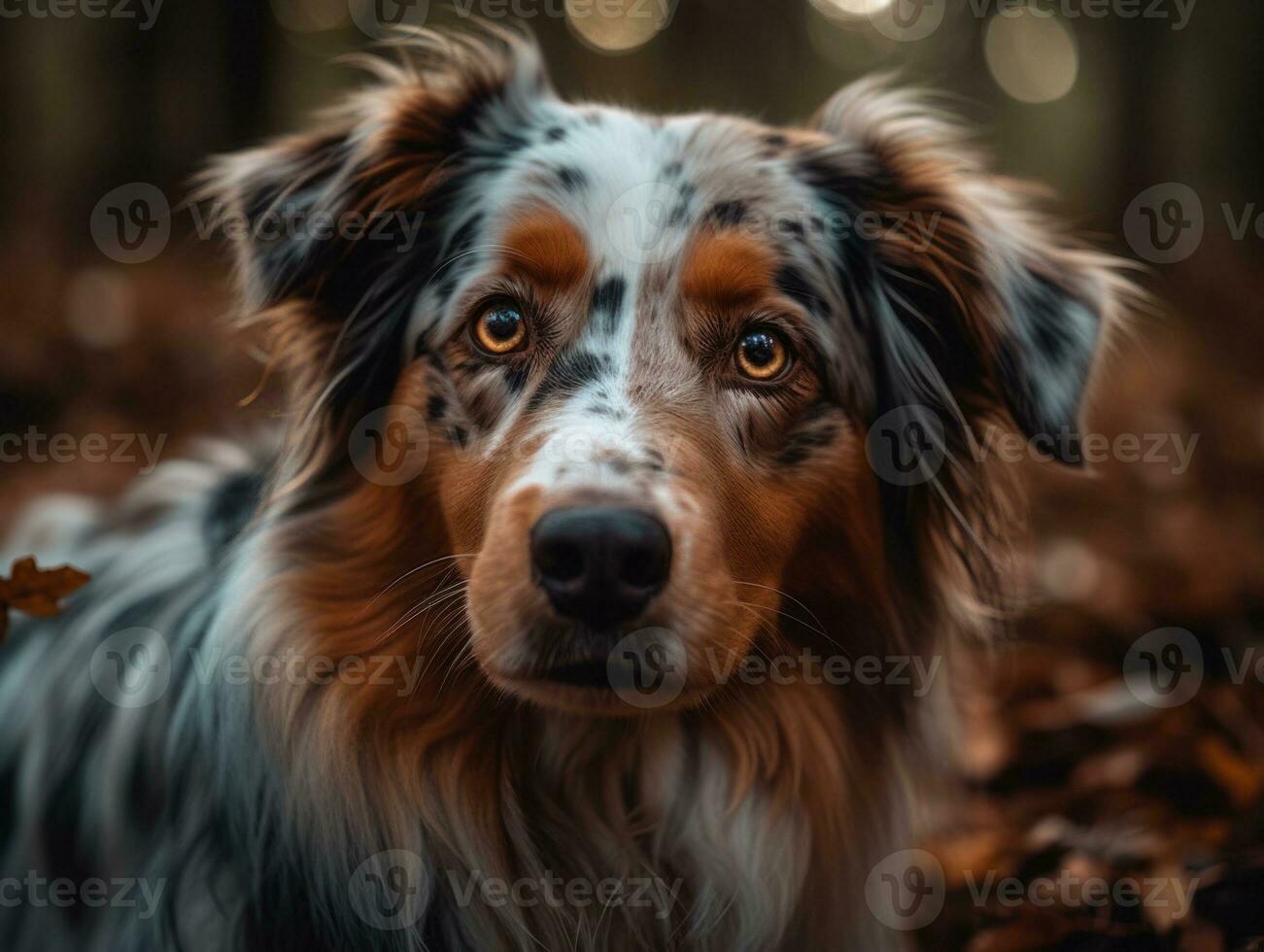 Australian Shepherd dog created with Generative AI technology photo