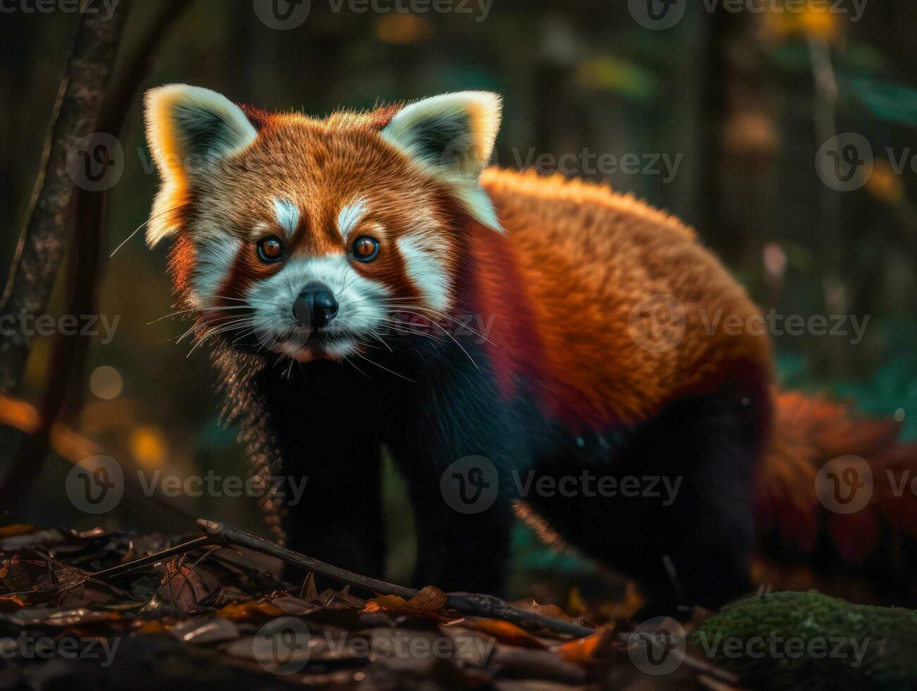Red panda portrait created with Generative AI technology photo
