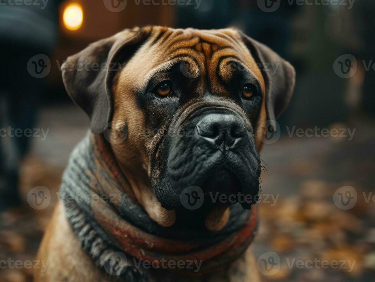 Bullmastiff dog created with Generative AI technology photo