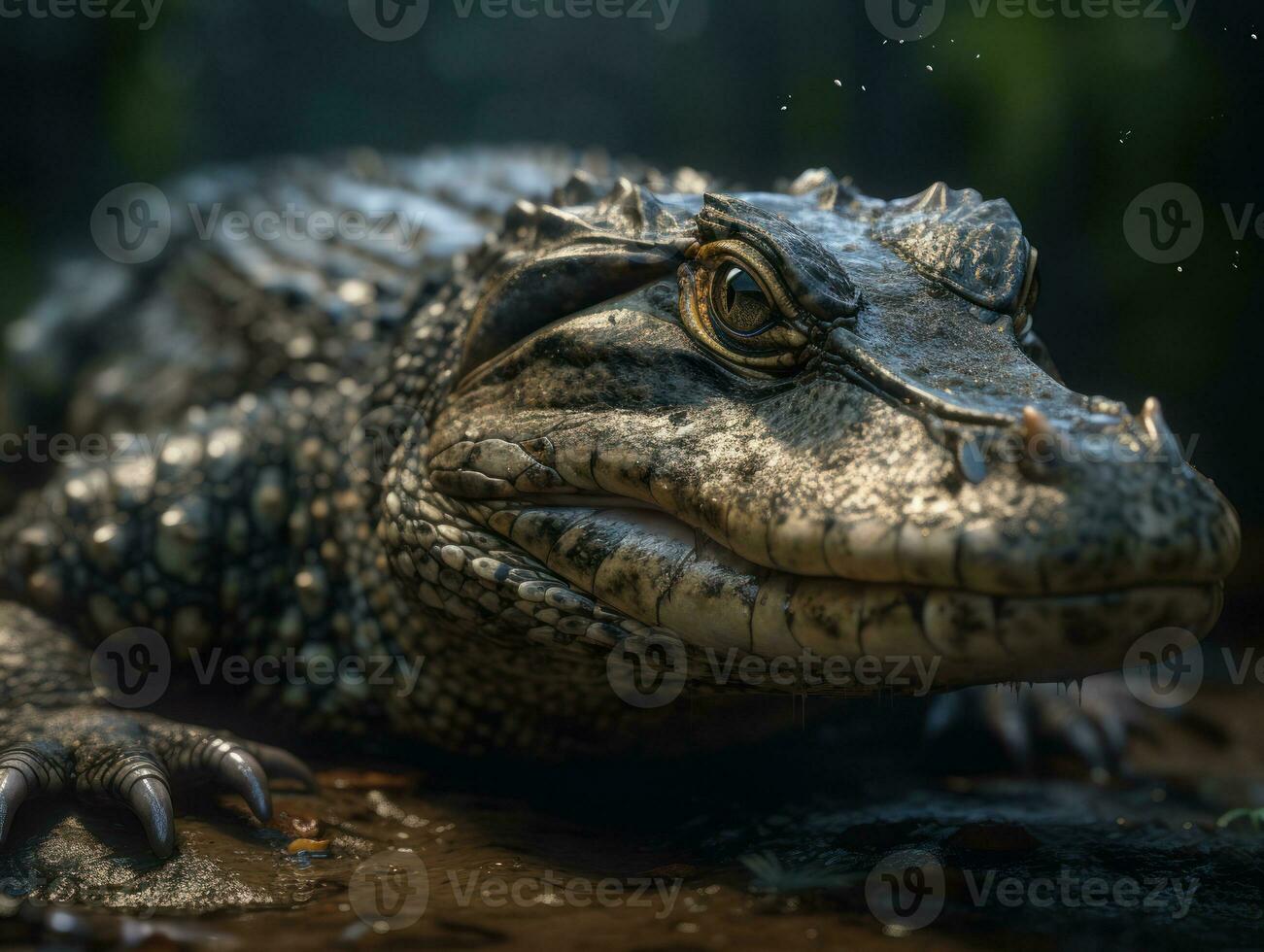 Crocodile portrait created with Generative AI technology photo