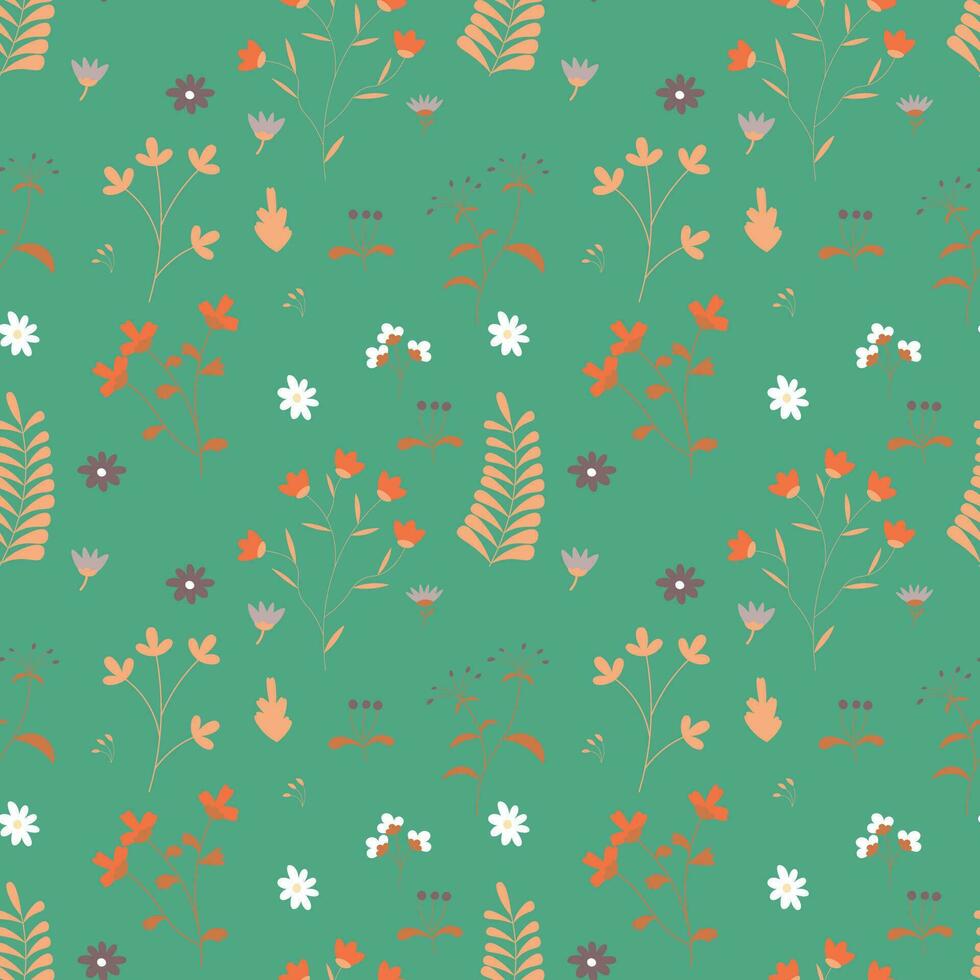 Abstract flat hand draw floral pattern background. Vector. vector