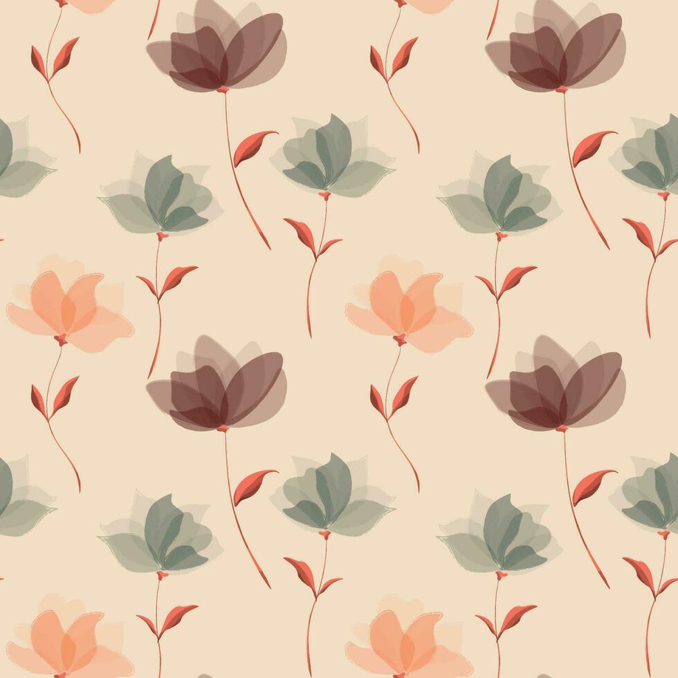 Hand drawn floral flower pattern. vector