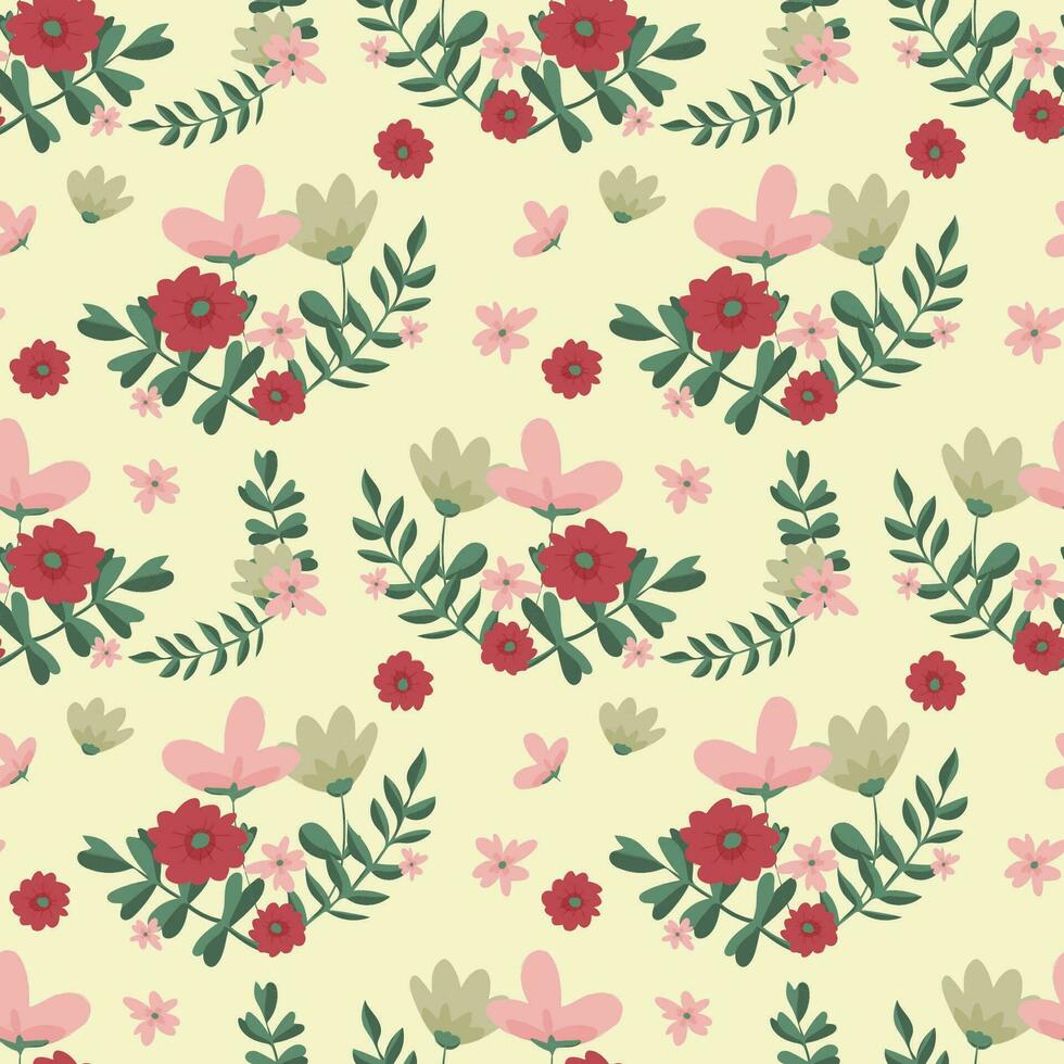 Hand drawn floral flower pattern. vector