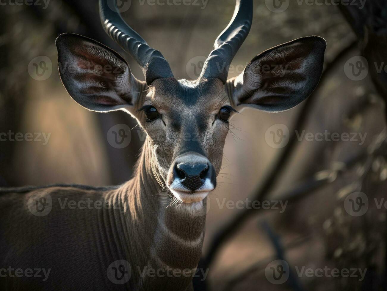 Kudu portrait created with Generative AI technology photo