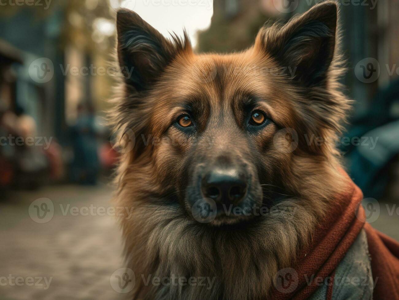 Belgian Tervuren dog created with Generative AI technology photo