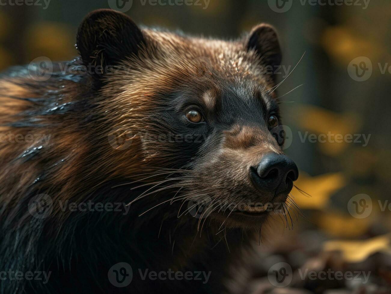 Wolverine portrait created with Generative AI technology photo