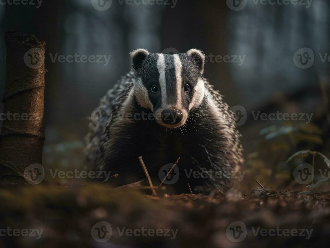 Badger portrait created with Generative AI technology photo